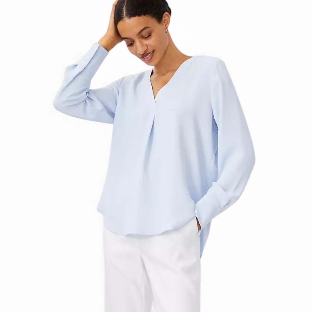 Ann Taylor Mixed Media Pleat Front Top